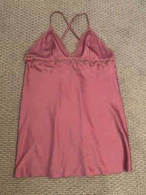 Victoria's Secret Rose Pink Lace-Trim Chemise Slip Size XL EUC